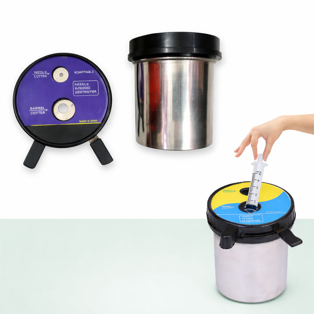 Needle & Syringe Destroyer with Stainless Steel Container – Safe Medical Waste Disposal Unit